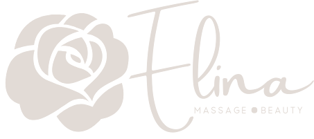 Elina Massage and Beauty logo: a rose beside a script wordmark