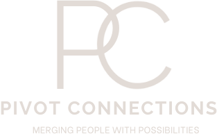 Pivot Connections logo: PC monogram, name and tagline